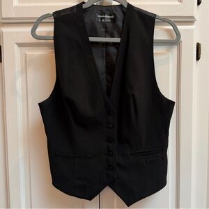Norma Kamali Button Front Black Vest Suiting Work Wear Size Medium